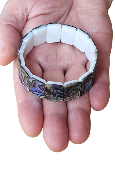 Abalone Shell Süper Renkli Sedef Bileklik 545-3 - Resim 4