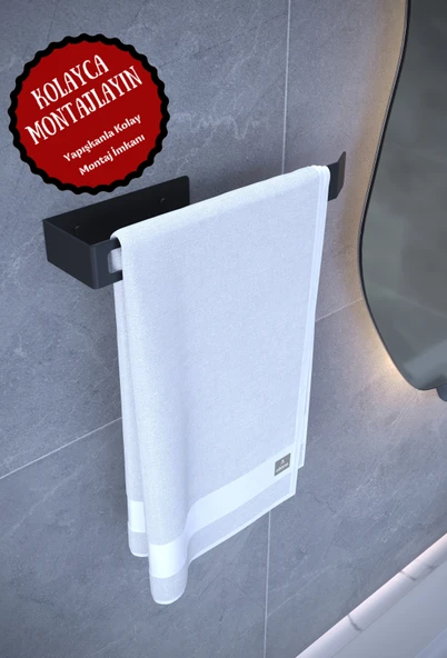 Metal Yapışkanlı Kağıt Havluluk, Kağıt Havlu Askısı, Peçetelik, Banyo Mutfak Askısı Siyah ürün görseli 1