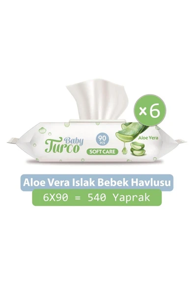 Baby Turco Softcare Aloe Vera Islak Bebek Havlusu 6'lı Paket ürün görseli 1