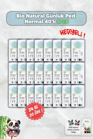 24 AL 20 ÖDE Sleepy Bio Natural Günlük Ped Normal 40'lı ve Rosie ürün görseli 1