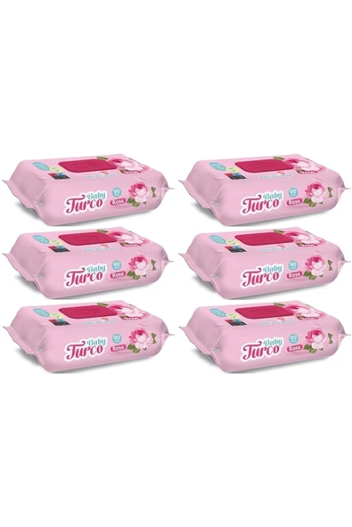 Baby Turco Islak Havlu Mendil 90 Yaprak Gül/rose 6 Lı Set 540 Yaprak Plastik Kapaklı ürün görseli 1