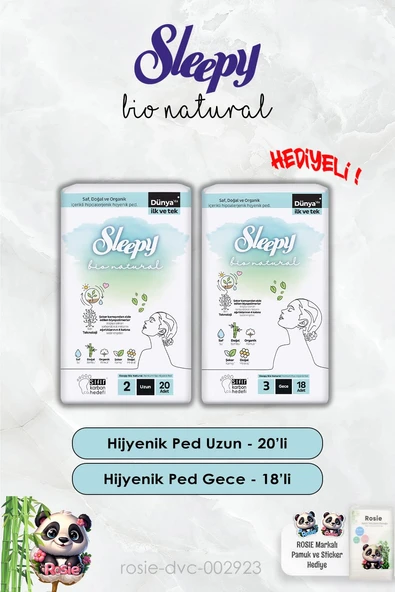 Gece 18'li ve Uzun 20'li Hijyenik Ped Bio Natural Sleepy ve Rosie ürün görseli 1