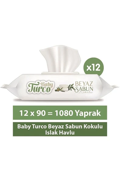 Baby Turco Beyaz Sabun Kokulu Islak Havlu 12x90 ürün görseli 1