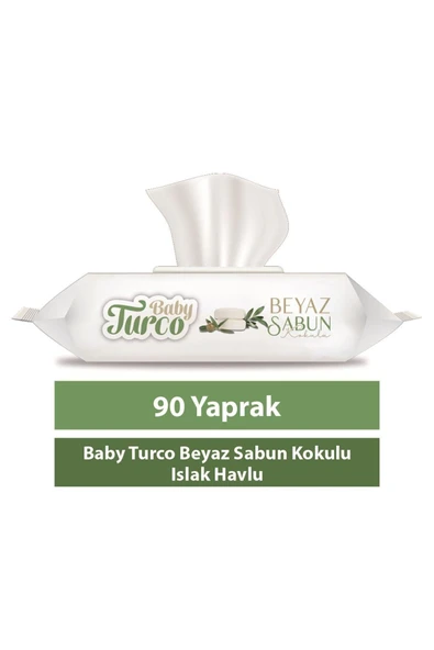 Baby Turco Islak Havlu 90'lı Beyaz Sabun X12 Adet ürün görseli 1