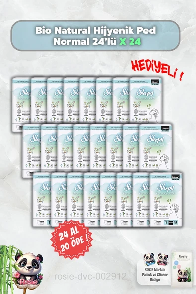24 AL 20 ÖDE Sleepy Hijyenik Ped Normal 24'lü Bio Natural ve Rosie ürün görseli 1