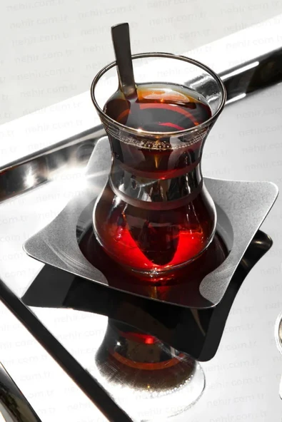 Nehir karanfil çelik çay tabak - bardak altlığı çay tabağı 12 li ürün görseli 1