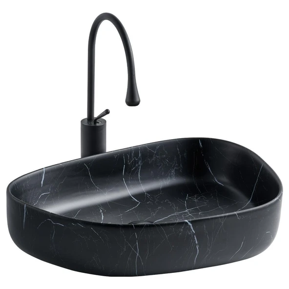 LENA TEZGAHÜSTÜ LAVABO (SİYAH MERMER) E-2107SM ürün görseli 1