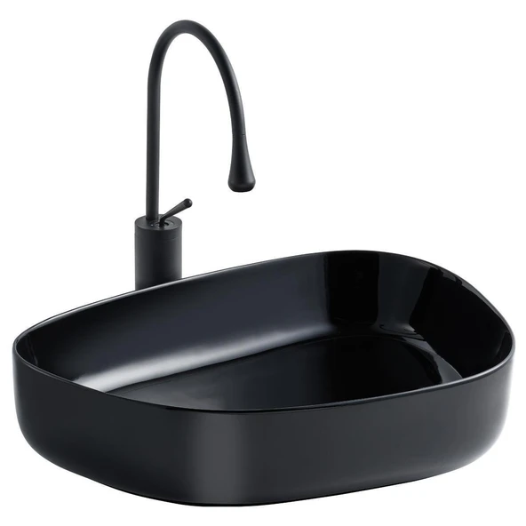 LENA TEZGAHÜSTÜ LAVABO (SİYAH) E-2107S ürün görseli 1