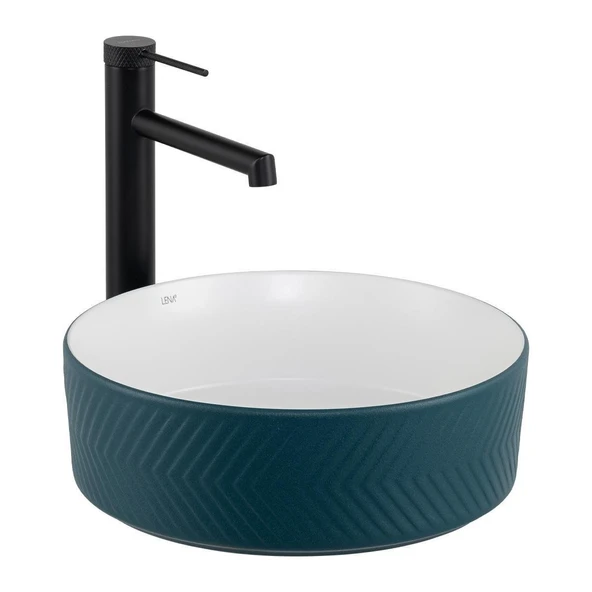 LENA TEZGAHÜSTÜ LAVABO (MAT YEŞİL-BEYAZ) E-W5002YB ürün görseli 1