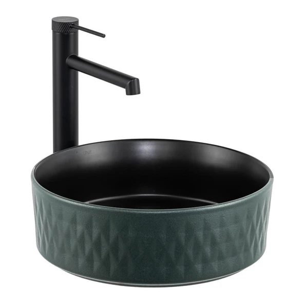LENA TEZGAHÜSTÜ LAVABO (MAT YEŞİL-SİYAH) E-W5001YS ürün görseli 1