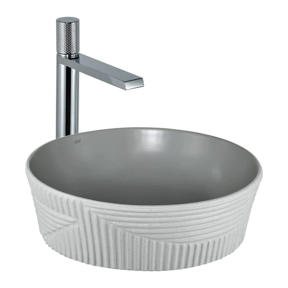LENA TEZGAHÜSTÜ LAVABO E-W1502MAG (MAT GRİ-BEYAZ) ürün görseli 1