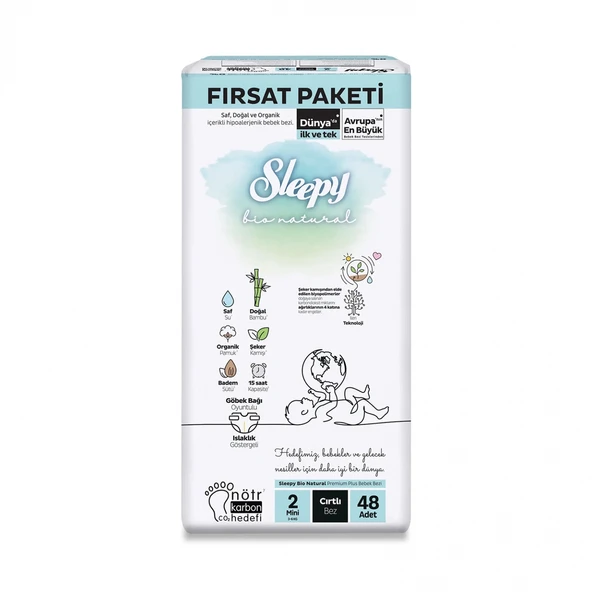 Sleepy Bio Natural Bebek Bezi Fırsat Paketi 2 Beden 48 Adet ürün görseli 1