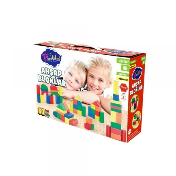 Playwood Renkli Ahşap Bloklar 60 Parça ürün görseli 1