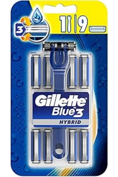 Cepahir  Gillette Blue3 Hybrid Erkek Tıraş Makinesi + Yedek Tıraş Bıçağı 9'Lu ürün görseli 1