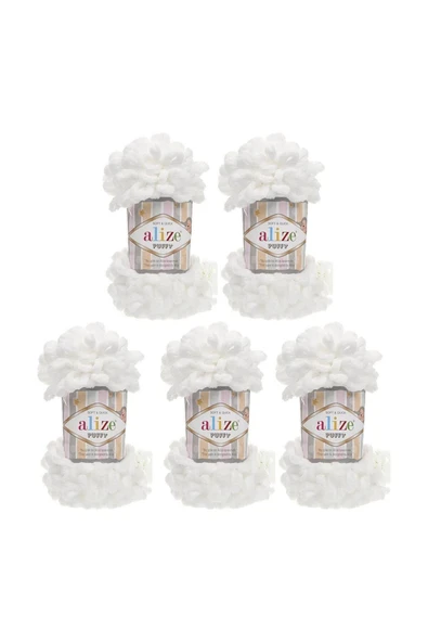 Alize  ALİZE PUFFY 55 BEYAZ EL ÖRGÜ İPLİĞİ ürün görseli 1