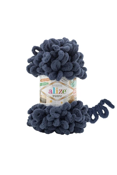 Alize Puffy  El Örgü Ipliği 5'li Paket - 900 Koyu Mavi - 100 Gr. 9 Mt. Parmak Örgü Ipi ürün görseli 1
