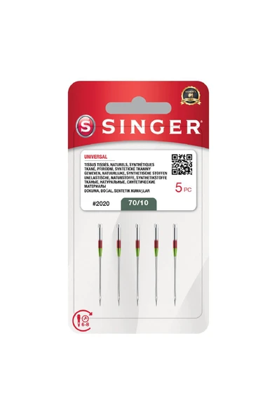 SİNGER  Singer Ev Tipi Dikiş Makinesi İğnesi 10 Numara (Dokuma, Doğal,Sentetik Kumaşlar) 2020-70/10 ürün görseli 1