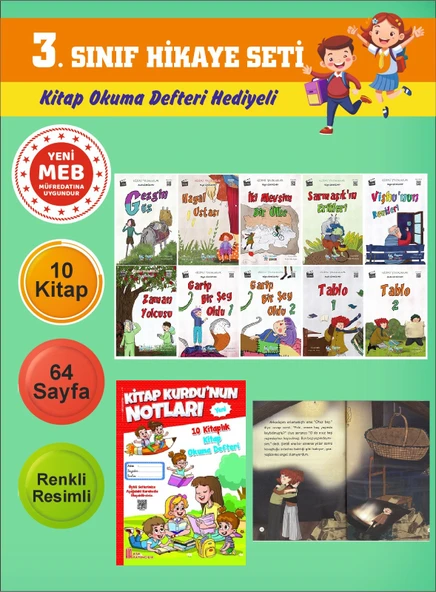 3.Sınıflar İçin Okumayı Sevdiren 10 lu Hikaye Seti (Kitap Okuma Defteri Hediyeli) ürün görseli 1