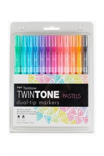 Tombow Twintone 12'li Çift Taraflı Markör - Pastel Renkler ürün görseli 1