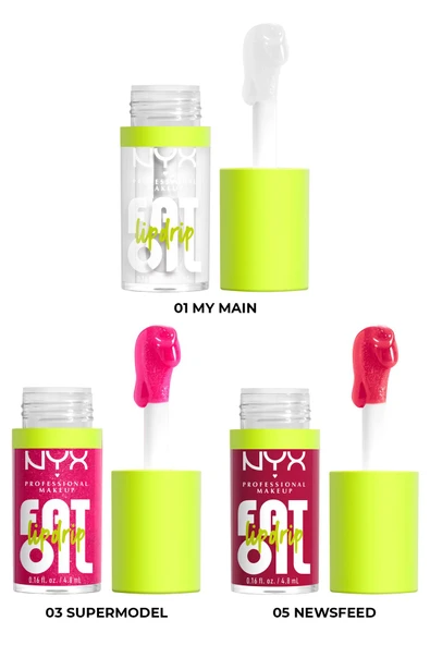 NYX Fat Oil Lip Drip Nemlendirici Dudak Yağı Set 3x4.8ML ürün görseli 1