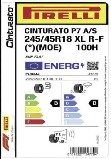 Pirelli 245/45 R18 100H XL Cinturato P7 All Season (*) (MOE) RFT Oto Dört Mevsim Lastiği (Üretim: 2024) ürün görseli 1