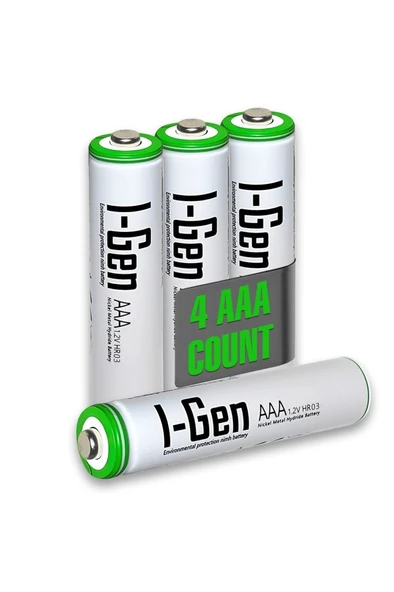 I-Gen B164 4 Adet AAA 900 mAh Şarj Edilebilir İnce Kalem Pil 1.2V Ni-MH Şarjlı Pil ürün görseli 1