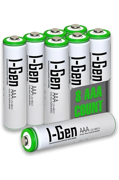 I-Gen B109 8 Adet AAA 900 Mah Şarj Edilebilir İnce Kalem Pil 1.2V Ni-MH Şarjlı Pil ürün görseli 1