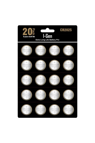 I-Gen CR2025 Pil 20'lİ Paket  Lityum Düğme Pil 3V 2025 ürün görseli 1