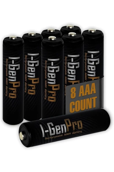 I-Gen Pro P104 8 Adet AAA 1100 mAh Şarj Edilebilir İnce Kalem Pil 1.2V Ni-MH Şarjlı Pil ürün görseli 1