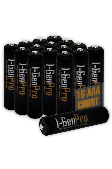 I-Gen Pro P134 16 Adet AAA 1100 mAh Şarj Edilebilir İnce Kalem Pil 1.2V Ni-MH Şarjlı Pil ürün görseli 1