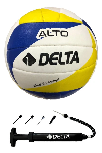Delta Alto Özel El Dikişli 5 Numara Voleybol Topu + Çok Fonksiyonlu Top Şişirme Pompası Seti ürün görseli 1