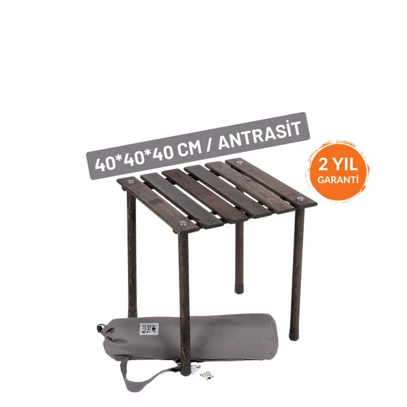 Bag The Joy 40x40x40 cm Ahşap Katlanır Kamp ve Piknik Masası - Antrasit ürün görseli 1