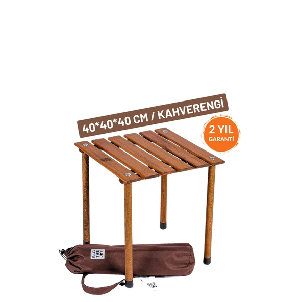 Bag The Joy 40x40x40 cm Ahşap Katlanır Kamp ve Piknik Masası - Kahverengi ürün görseli 1
