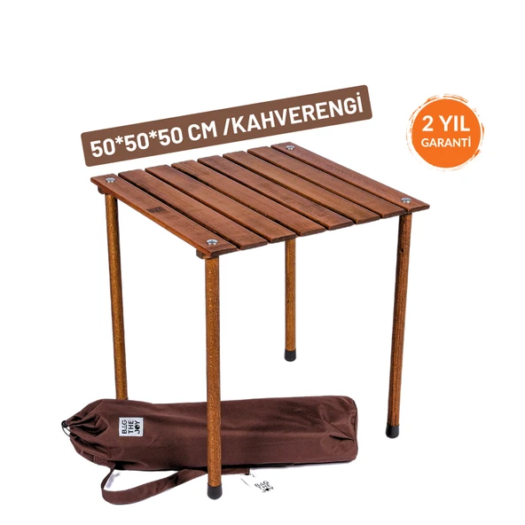 Bag The Joy 50x50x50 cm Ahşap Katlanır Kamp ve Piknik Masası - Kahverengi ürün görseli 1