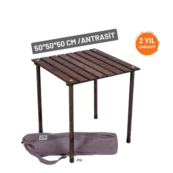 Bag The Joy 50x50x50 cm Ahşap Katlanır Kamp ve Piknik Masası - Antrasit ürün görseli 1