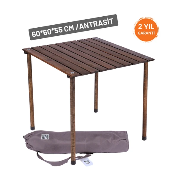 Bag The Joy 60x60x55 cm Ahşap Katlanır Kamp ve Piknik Masası - Antrasit ürün görseli 1