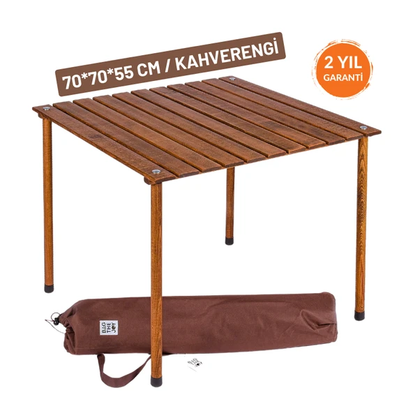 Bag The Joy 70x70x55 cm Ahşap Katlanır Kamp ve Piknik Masası - Kahverengi ürün görseli 1