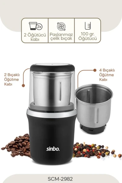 Sinbo SCM-2982 Kahve Ve Baharat Öğütücü Krom ürün görseli 1