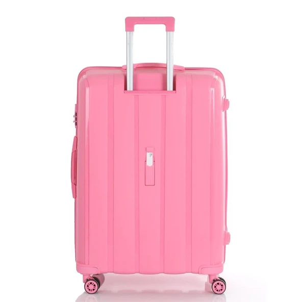 Mçs Valiz 3lü Set Kırılmaz PP Silikon Pembe - Resim 4