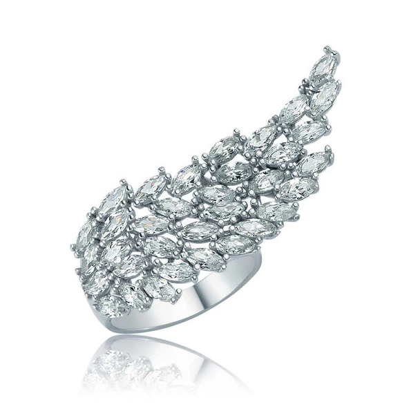 Gümüş Melek Kanadı Bayan Yüzük - Resim 2