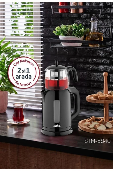 Sinbo STM-5830 Elektrikli Çay Seti SİYAH - Resim 2