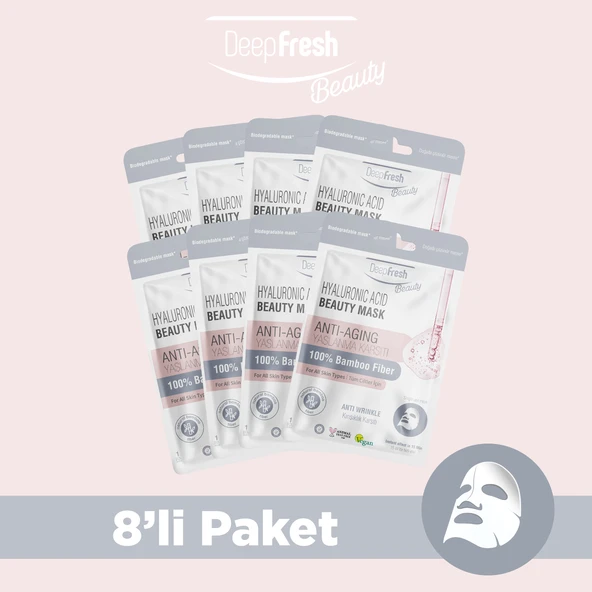 Deep Fresh Tek Kullanımlık Hyaluronic Acid Yaşlanma ve Kırışıklık Karşıtı Yüz Maskesi 8 adet ürün görseli 1