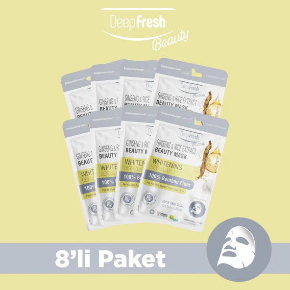 Deep Fresh Tek Kullanımlık Ginseng ve Rice Beyazlatıcı Cilt Tonu Eşitleme Yüz Maskesi 8 adet ürün görseli 1