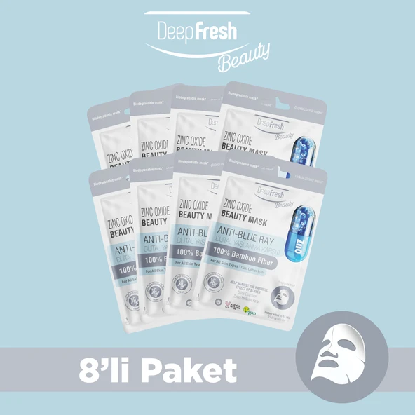 Deep Fresh Tek Kullanımlık Zinc Oxide Dijital Yaşlanma Karşıtı Yüz Maskesi 8 adet ürün görseli 1