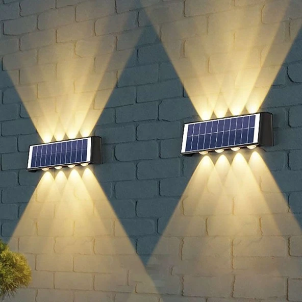 2 Adet 20 Watt, Güneş Enerjisi İle Çalışır Çok Kaliteli Dış Mekan Led Aplik Solar Bahçe Duvar Aplik ürün görseli 1
