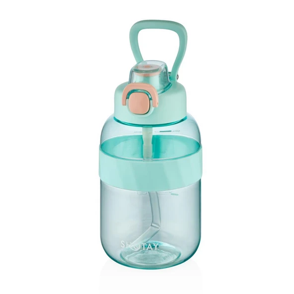 Shotay Pipetli Su Matarası Tritan Turkuaz 1000Ml ürün görseli 1