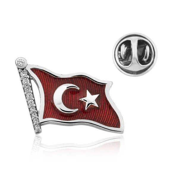 Gümüş Türk Bayrağı Rozet ürün görseli 1