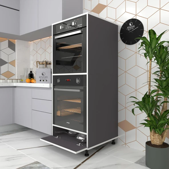Kenzlife fırın dolabı halime gri 145*60*56 mutfak kapaklı ayaklı banyo kiler ofis ürün görseli 1