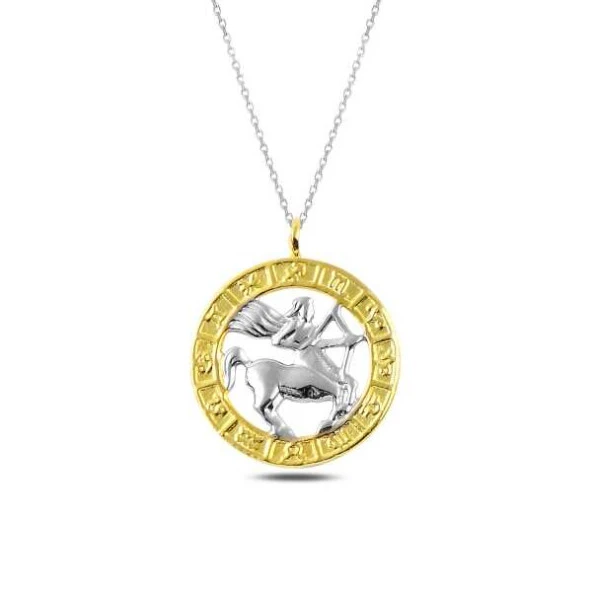 ​Gümüş Gold Yay Burcu Kolye ürün görseli 1