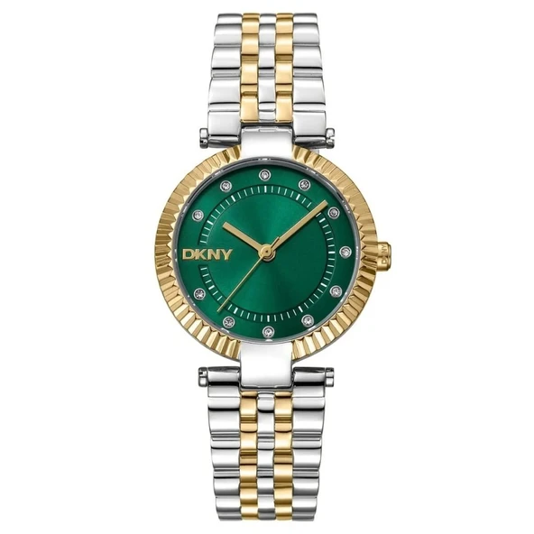 DKNY DK1L042M0075 ALTIN KAPLAMA YEŞİL KADRAN KADIN KOL SAATİ ürün görseli 1
